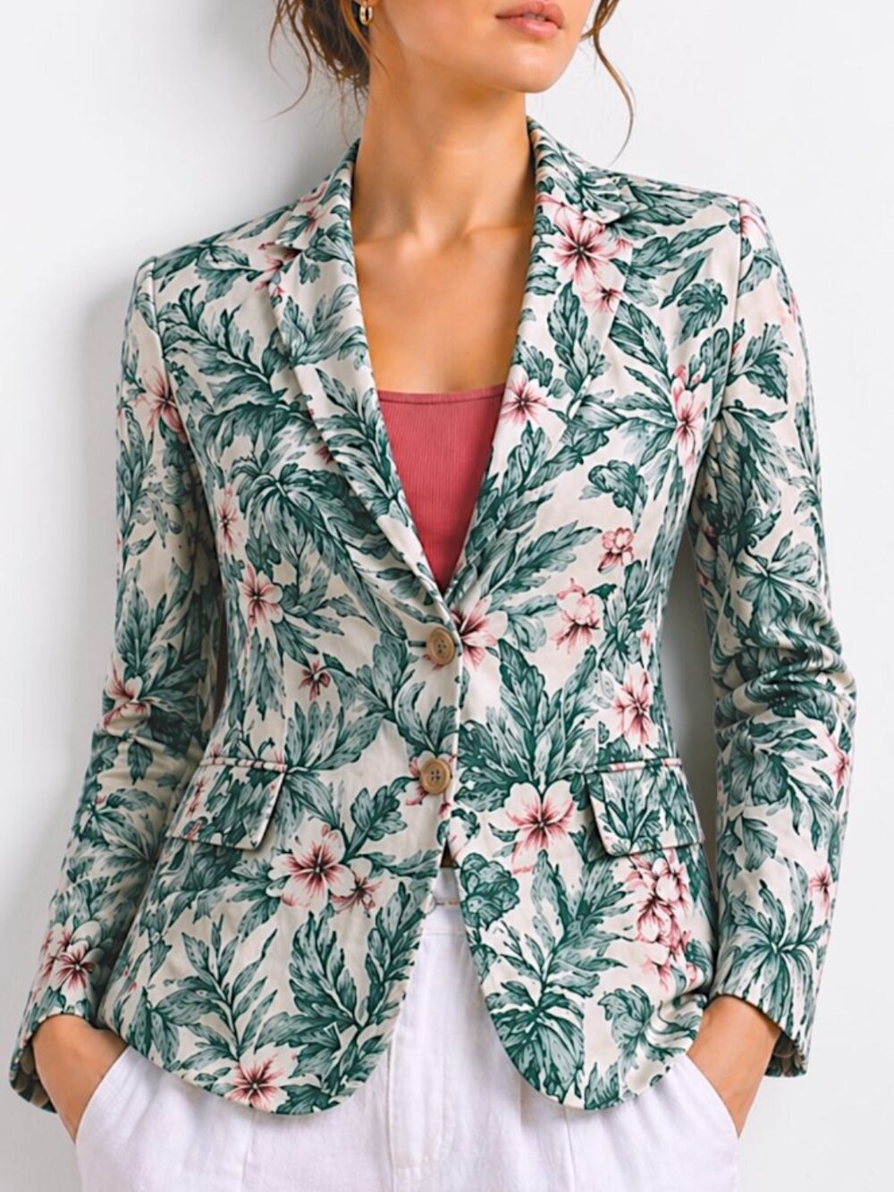 Laurie Felt Los Angeles Tropical Blazer – XXS, Linen Cotton Blend, Unlined